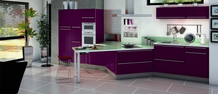 kitchen eggplant-design-island-central-lighting-suspension-modern