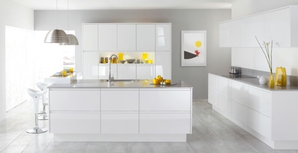 kitchen island central white yellow