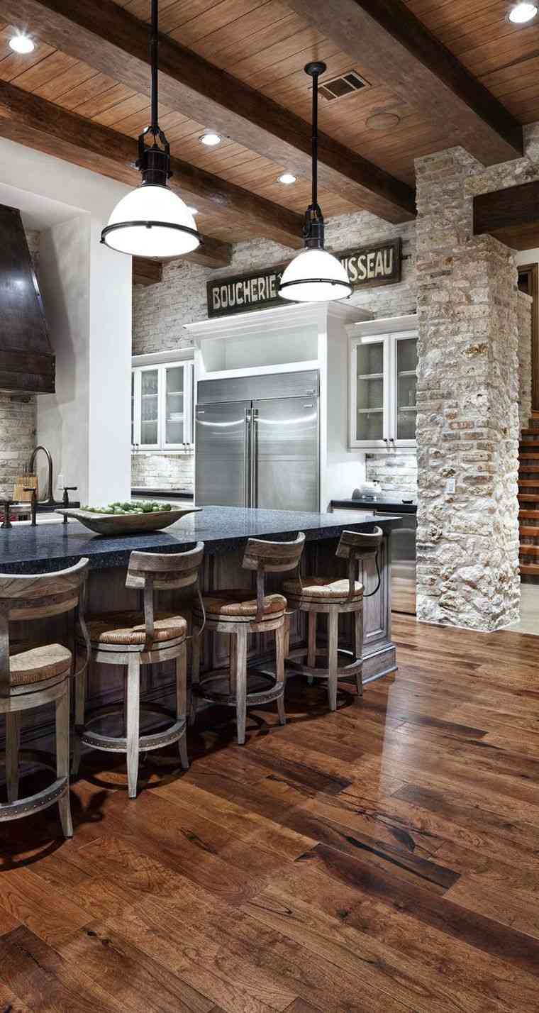 kitchen design bistro deco walls stone