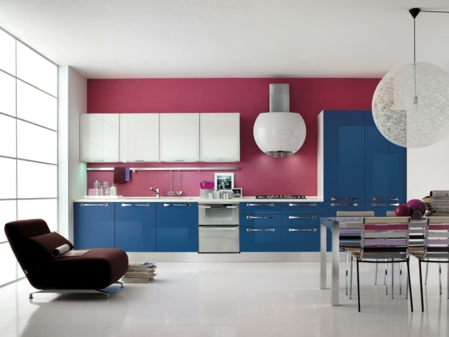 kitchen white blue pink