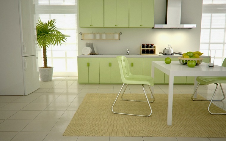 light green kitchen idea color deco dining table floor mats