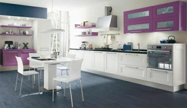 kitchen white purple gray