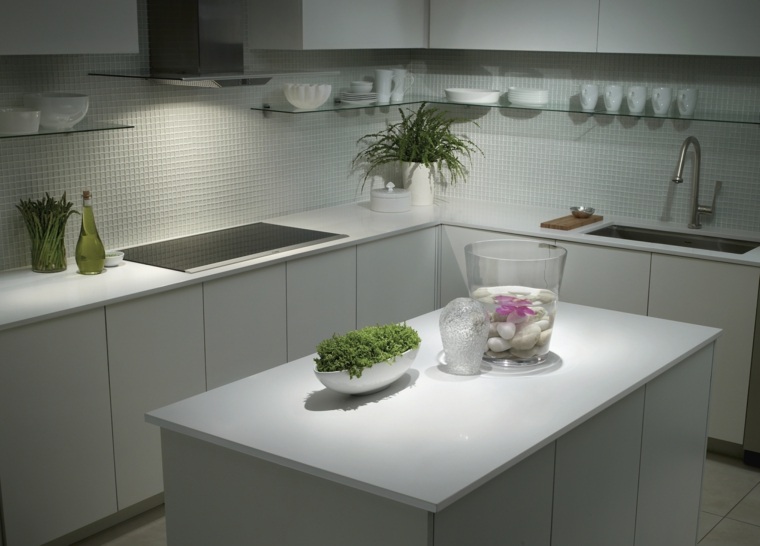 islands of contemporary white kitchen