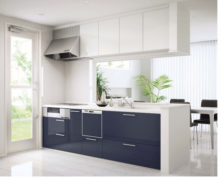 contemporary white lacquered kitchen island