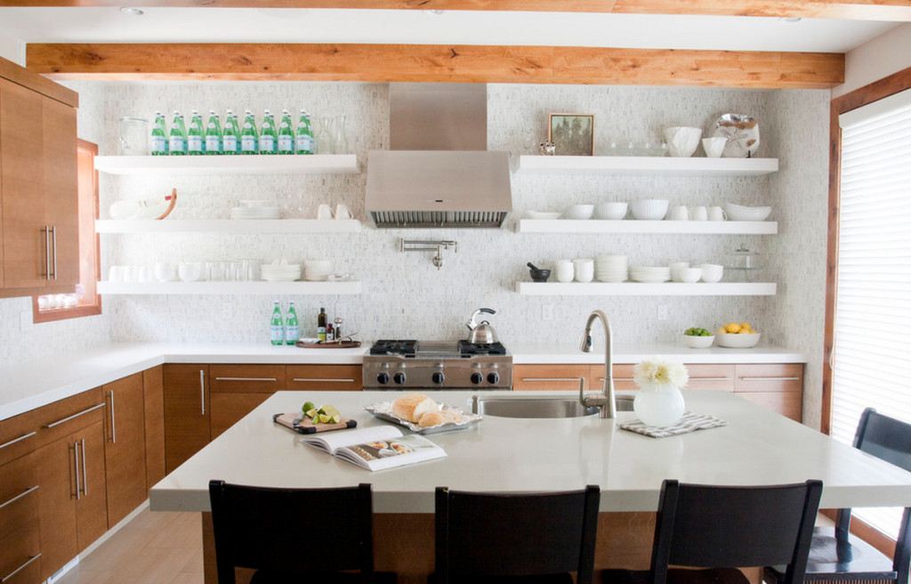 open kitchen design wood island