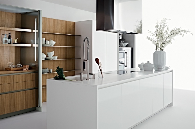 white kitchen and wood idea