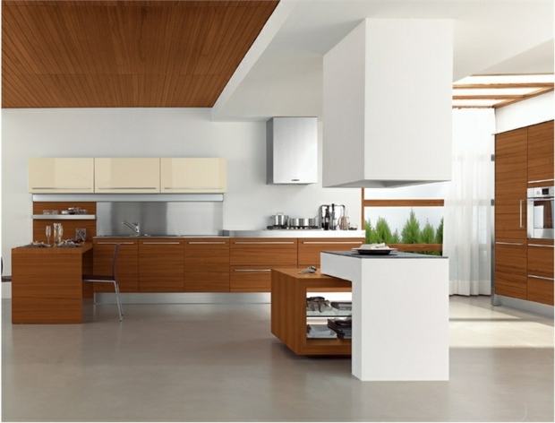 white kitchen and functional minimalist wood