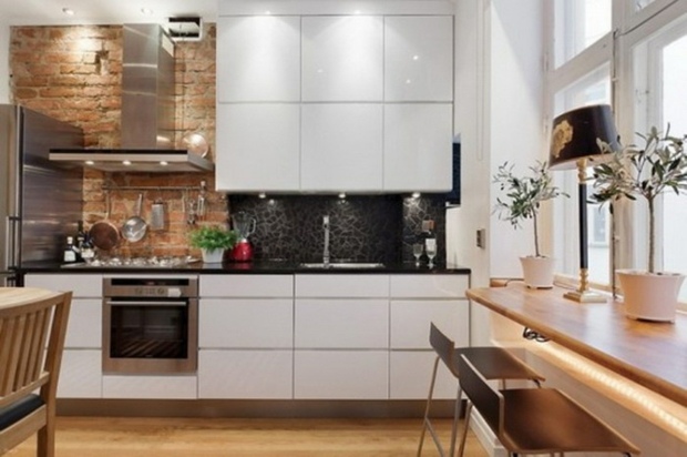 white kitchen and rich wood in character