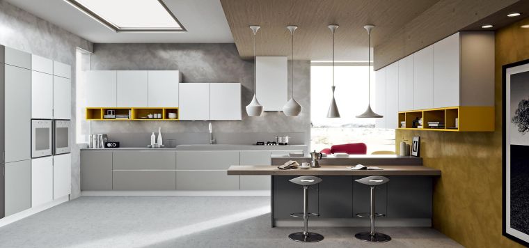 modern kitchen layout and color palette modern white furniture