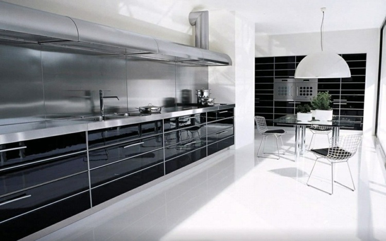 contemporary white and black kitchen