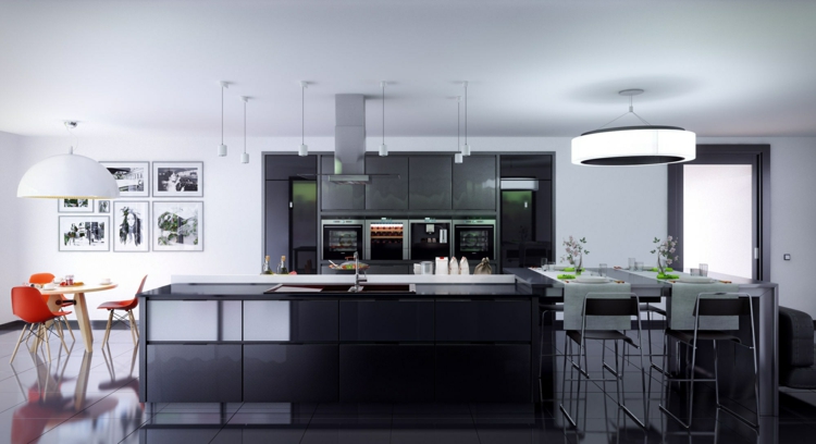 white and black kitchen contemporary design