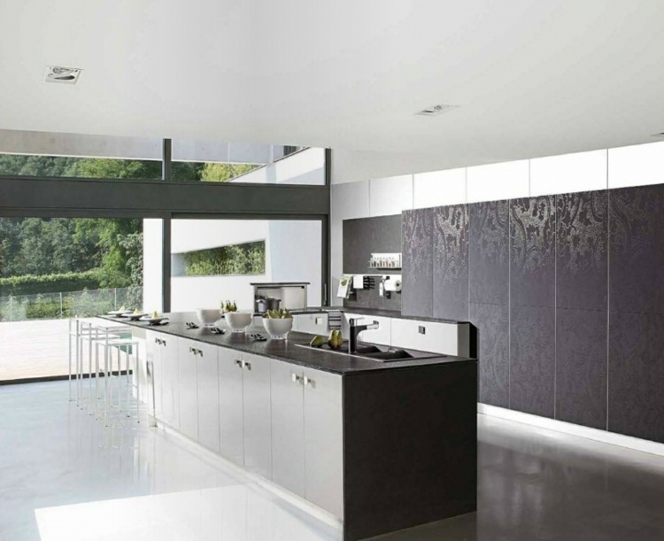 interesting white and black kitchen design