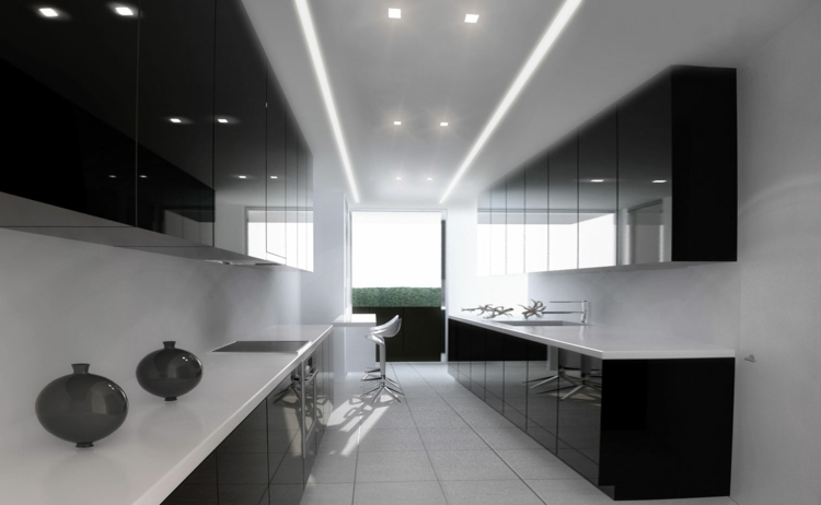 elegant white and black kitchen