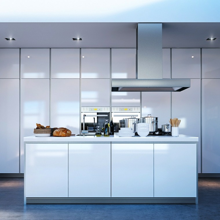 white lacquered kitchen modern minimalist deco