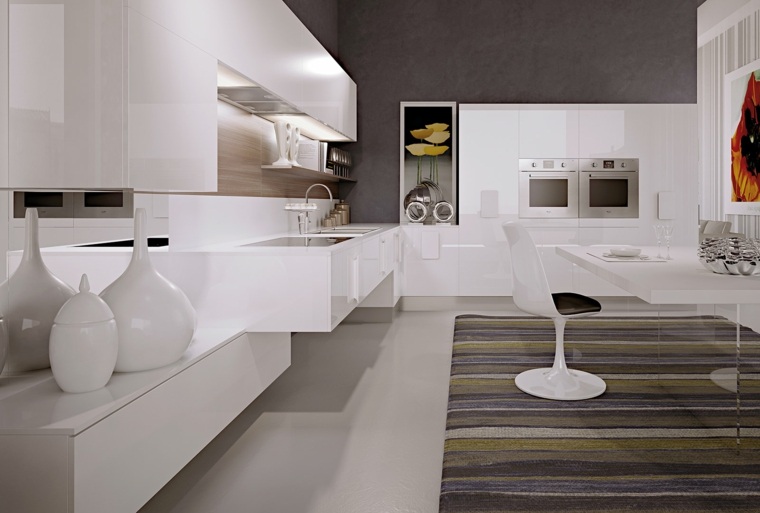 white lacquered kitchen decoration idea