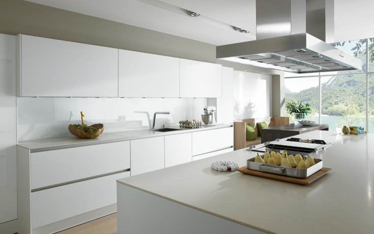 kitchen white lacquered island design