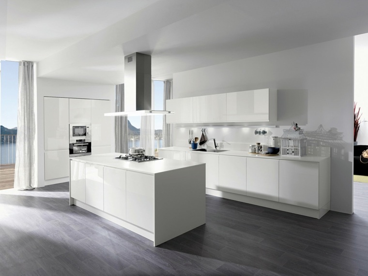 minimalist lacquered white kitchen