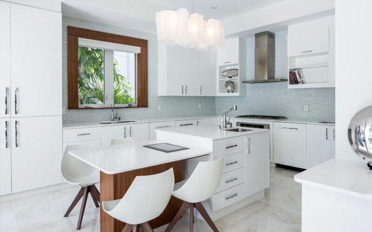 deco ilots modern white kitchen