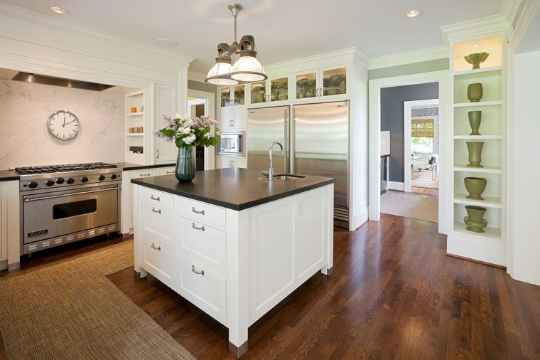 white kitchen small island