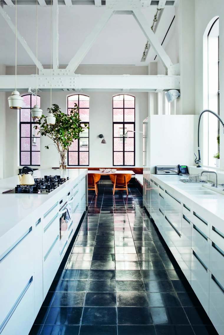 white kitchen floor tile