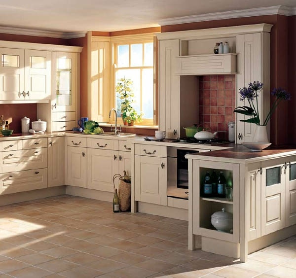 white kitchen rustic style countryside