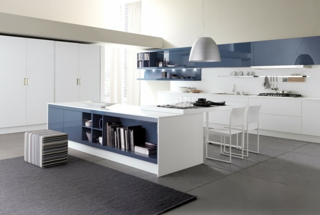 kitchen blue white deco