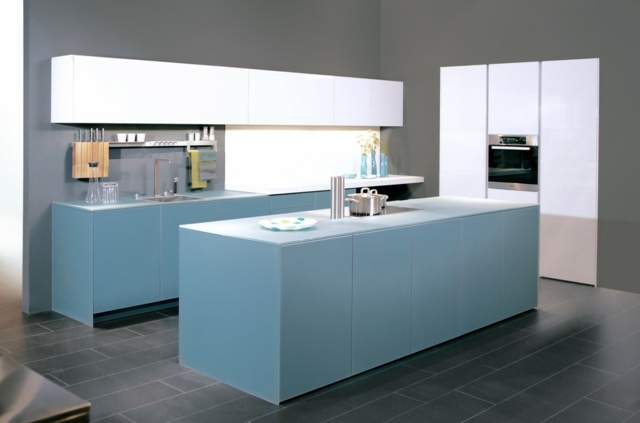 kitchen interior design blue white