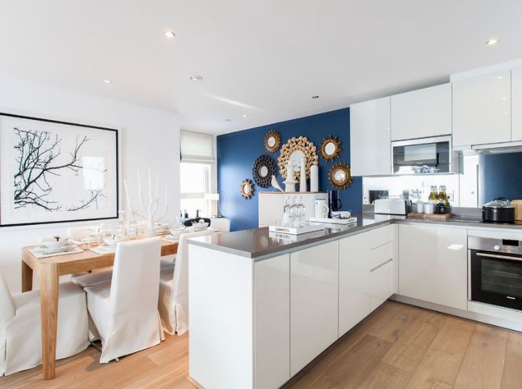 blue-and-white-modern-style-seaside-style kitchen