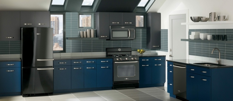 blue and black kitchen paint