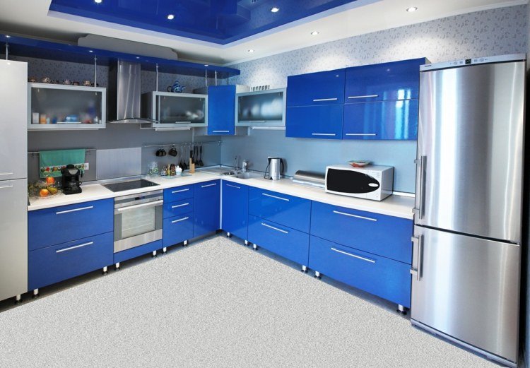 blå kök elegant design