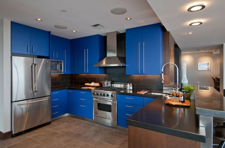 idea color kitchen kitchen cabinet blue island central black sink