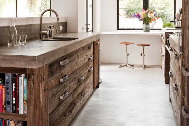 kitchen wood raw-style country-chic-modern-dining area bar