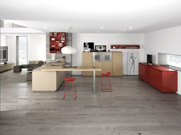 light wood kitchen red Comprex