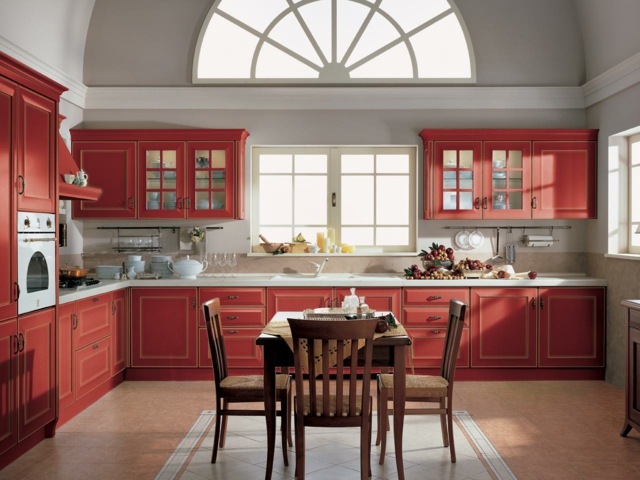 kitchen wood deco red