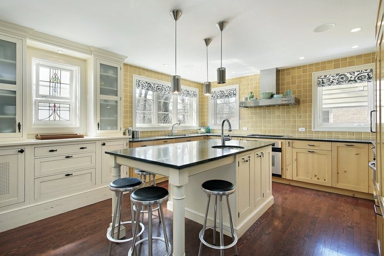 kitchen with center island fixture suspension design stool