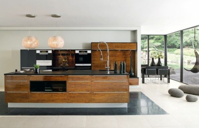 dapur kayu reka bentuk moden
