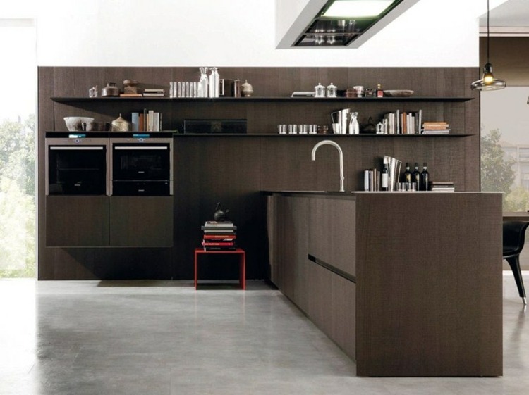 modern dark wood kitchen Euromobil