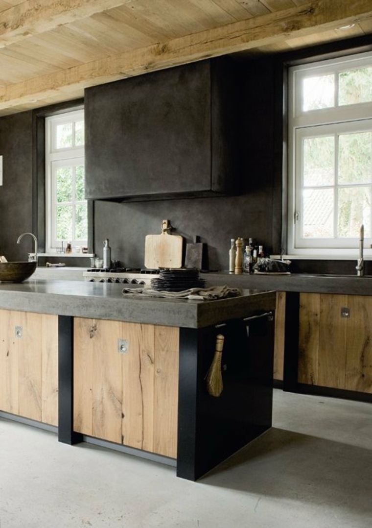 central island black wood design modern kitchen design