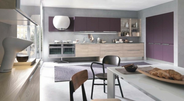 purple wood kitchen