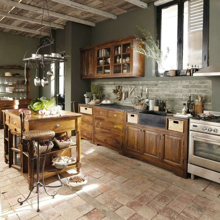 example kitchen style countryside chc furniture wood wall stone