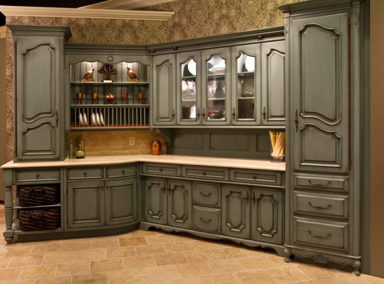 kitchen countryside furniture wood gray