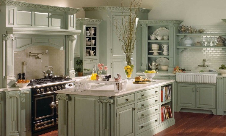 kitchen styke countryside pastel green