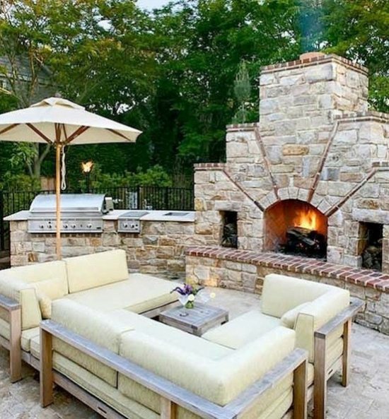 kitchen outdoor fireplace