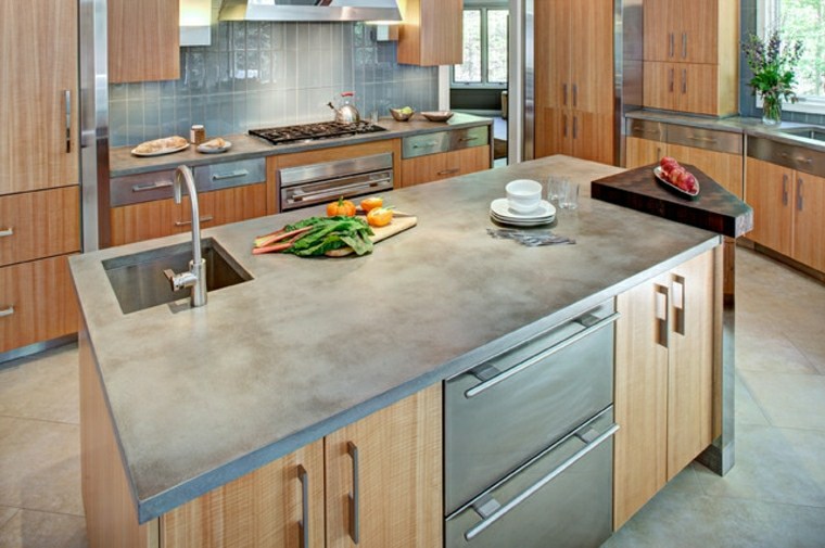 kitchen design modern idea island concrete wood furniture trend