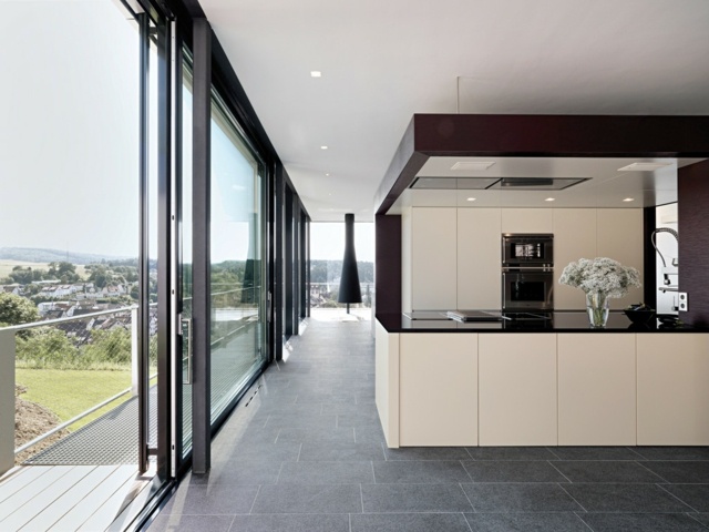 contemporary kitchen white brown