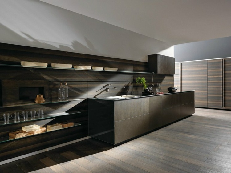 contemporary dark wood kitchen VALCUCINE