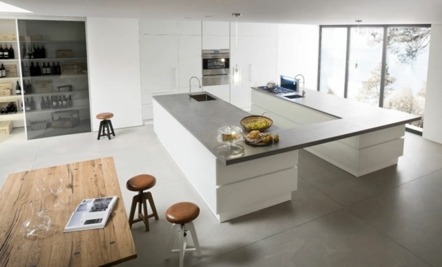 gray white kitchen island wooden table stool