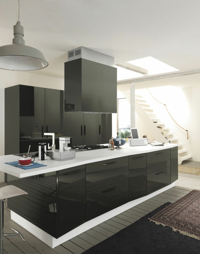 contemporary kitchen furniture hood black