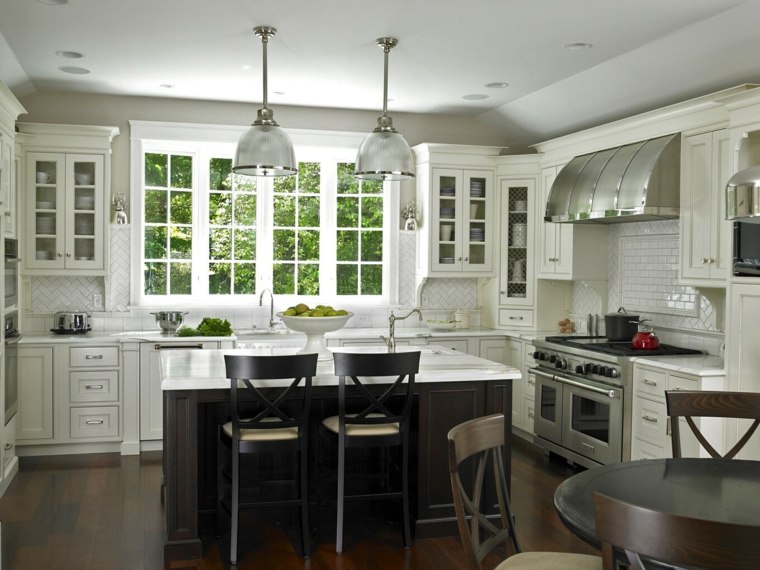 kitchen in white design idea central island fixture suspension drawers wood deco