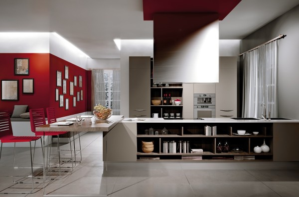 cozy kitchen wall red accents